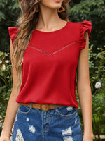 EMERY ROSE Blusa unicolor ribete con fruncido