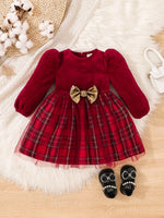 Chicas Bebé Vestido de malla con estampado de tartán