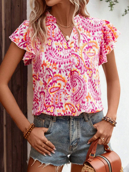 Blusas de Mujer Volante fruncido Volante Paisley Casual