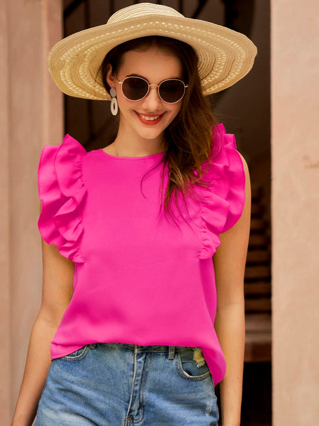 SHEIN VCAY Blusa con cordón trasero ribete con fruncido