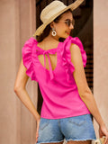 SHEIN VCAY Blusa con cordón trasero ribete con fruncido