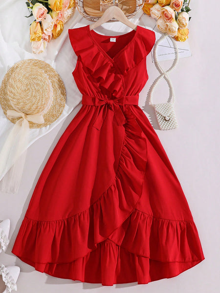 Vestido Cruzado Con Volantes