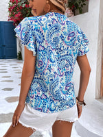 Blusa con estampado de paisley de manga mariposa