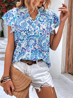 Blusa con estampado de paisley de manga mariposa