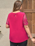 EMERY ROSE Blusa de malla con bordado en contraste
