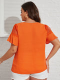 EMERY ROSE Blusa de malla en contraste con bordado de cuello con abertura de ojo