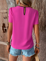 Blusa unido en contraste de manga farol