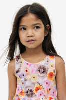 Vestido estampado de dibujos animados y flores
