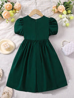 Vestido De Manga Corta Con Volantes Verdes