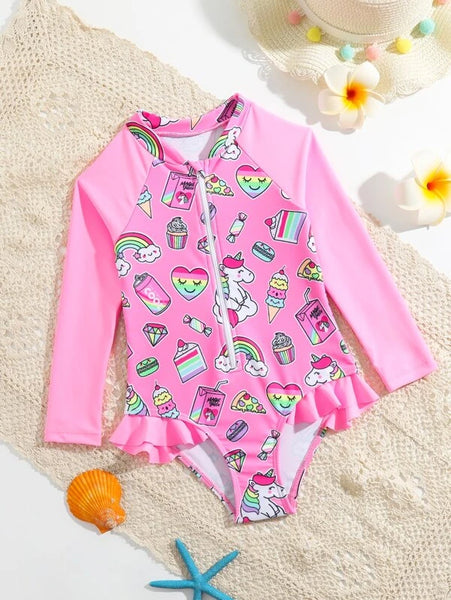 Traje de Baño Con estampado de Dibujos con cremallera.