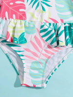 Traje de Baño  una pieza con estampado tropical con cremallera delantera  .