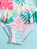 Traje de Baño  una pieza con estampado tropical con cremallera delantera  .