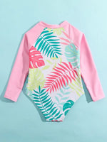 Traje de Baño  una pieza con estampado tropical con cremallera delantera  .