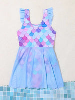 Traje de Baño  una pieza con estampado de escamas de malla en contraste bajo  .