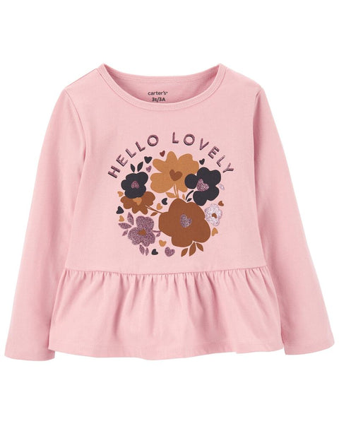 Camisa niñas con estampado floral manga larga