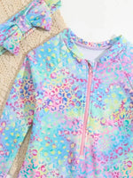 Traje de Baño  una pieza con estampado de leopardo con cremallera.