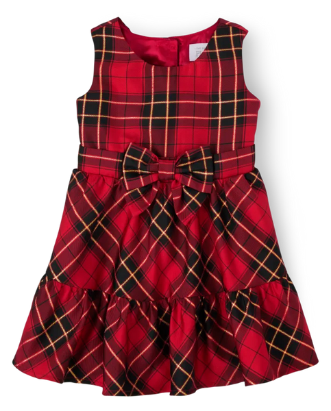 Vestido toddler escalonado a cuadros