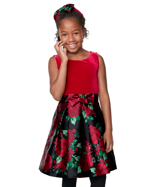 Vestido kids de punto a tejido floral