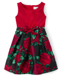 Vestido kids de punto a tejido floral