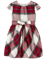 Vestido toddler de satén a cuadros