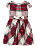 Vestido toddler de satén a cuadros