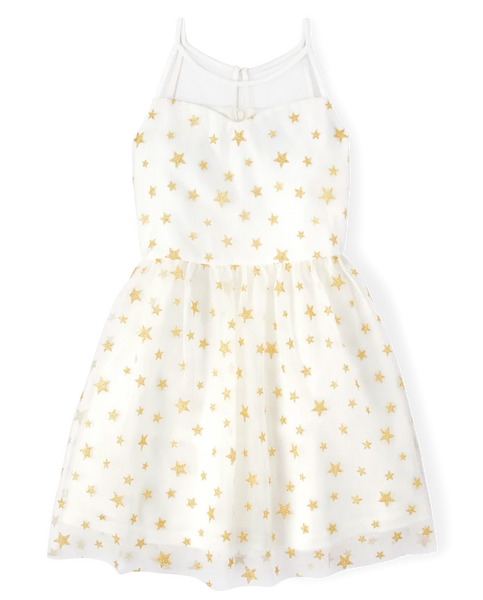 Vestido kids de malla con estrellas brillantes