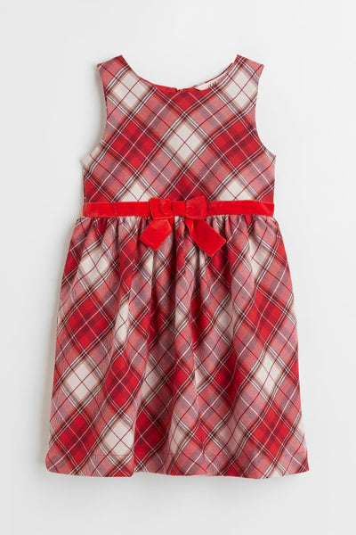 Vestido kids a cuadros con detalle de lazo